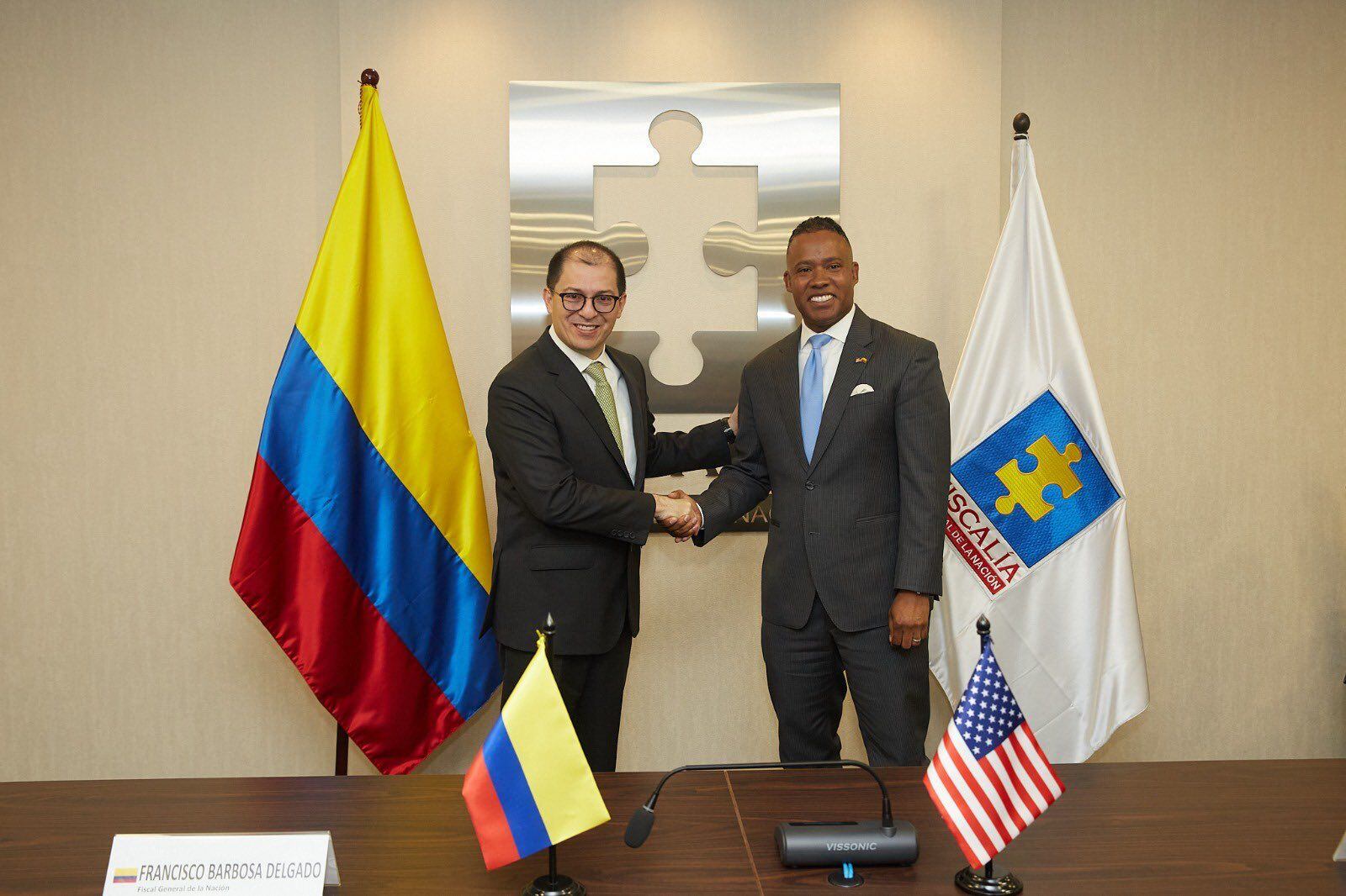Encuentro entre Francisco Barbosa y Kenneth Polite. Foto: Cortesía Fiscalía.