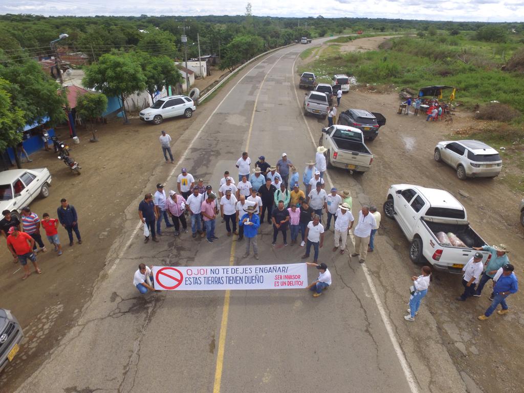 Manifestación de ganaderos y campesinos en Bosconia, Cesar. Foto: Cortesía Sebastián Botero