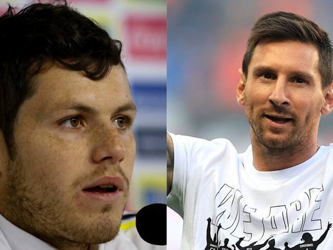 Futbolistas Pedro Franco y Lionel Messi. Foto: Colprensa - Mauricio Alvarado / David Rogers/Getty Images