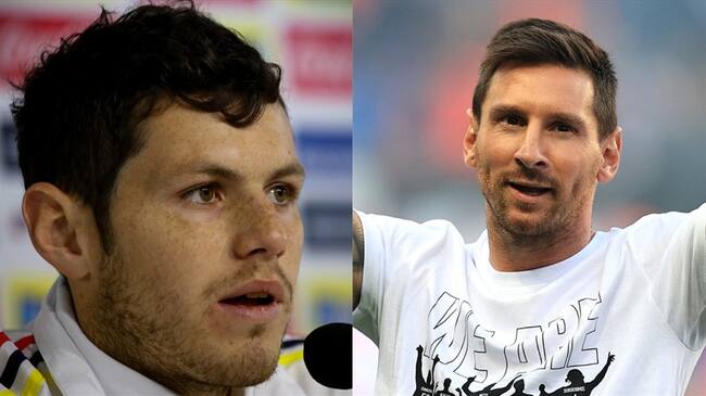 Futbolistas Pedro Franco y Lionel Messi. Foto: Colprensa - Mauricio Alvarado / David Rogers/Getty Images
