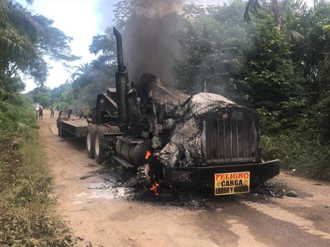 Incendiaron carro del Ejército en Catatumbo. Foto: Cortesía