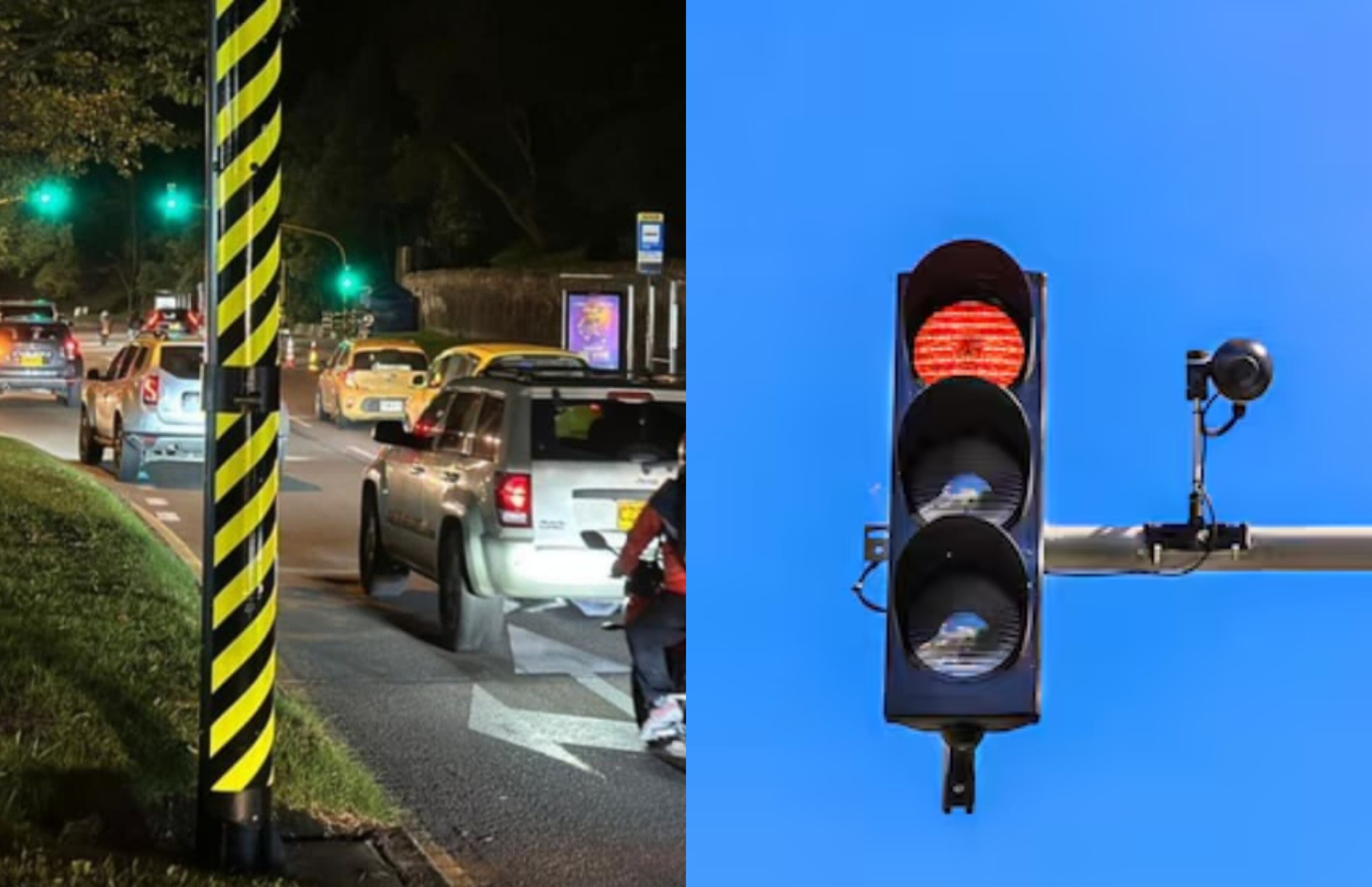 Detección electrónica automática. FOTO: Secretaría de Movilidad. //Cámara de semáforo semiautomática. FOTO: JFs Pic Factory© Thielemann