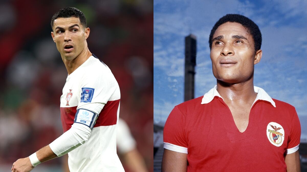 Cristiano Ronaldo y Eusébio. Fotos: Getty Images.