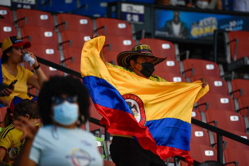 A Colombian fan is seen during the Caribbean Series baseball match between Panama and Colombia at the Quisqueya Juan Marichal stadium in Santo Domingo, on January 29, 2022. (Photo by Federico PARRA / AFP) (Photo by FEDERICO PARRA/AFP via Getty Images)