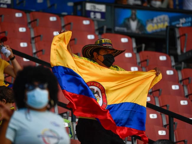 A Colombian fan is seen during the Caribbean Series baseball match between Panama and Colombia at the Quisqueya Juan Marichal stadium in Santo Domingo, on January 29, 2022. (Photo by Federico PARRA / AFP) (Photo by FEDERICO PARRA/AFP via Getty Images)