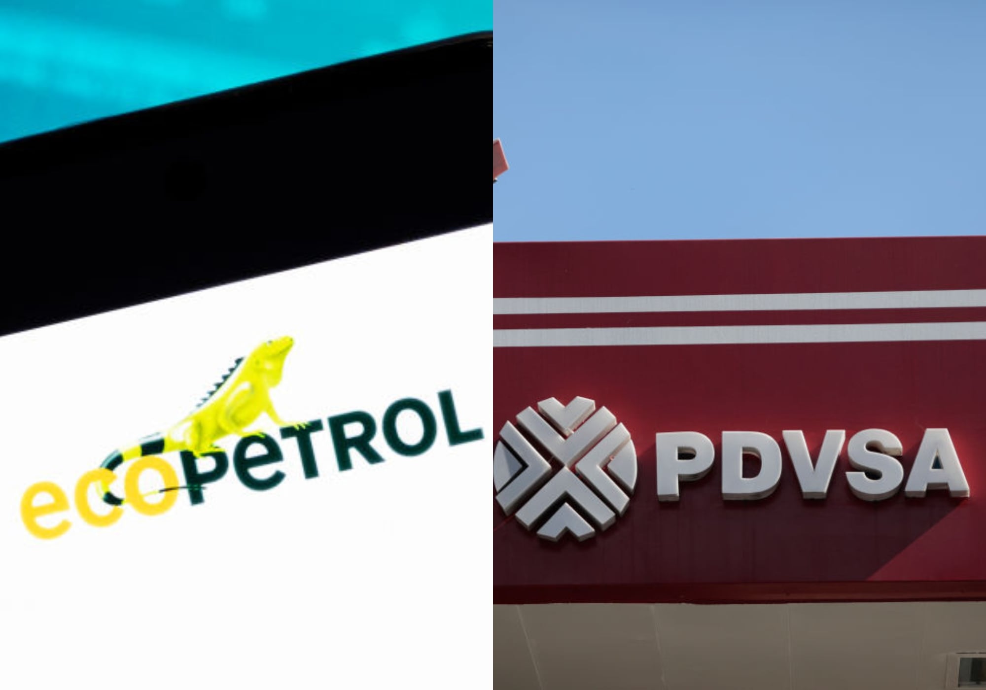 Ecopetrol y Pdvsa. Foto: (Photo Illustration by Budrul Chukrut/SOPA Images/LightRocket via Getty Images) / (Photo by Pedro Rances Mattey/picture alliance via Getty Images)