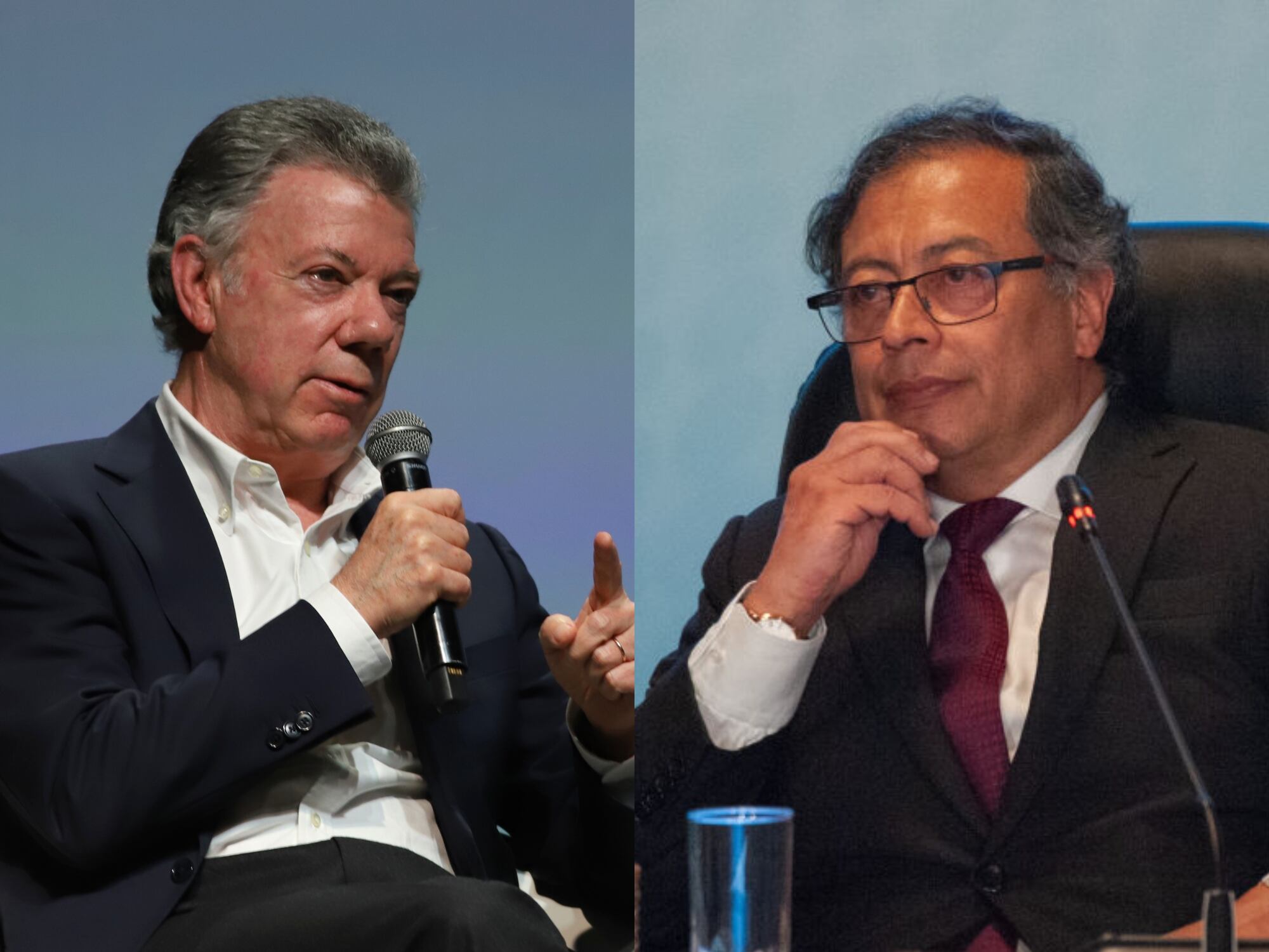 Juan Manuel Santos, expresidente de Colombia y Gustavo Petro, presidente de Colombia. Fotos: Getty Images.