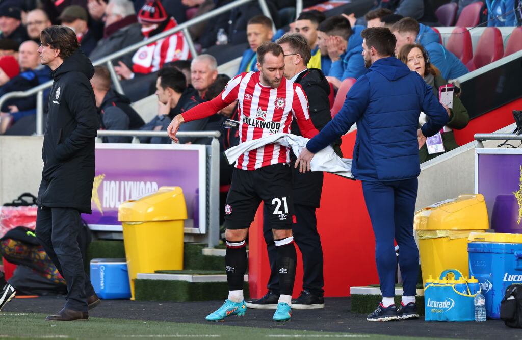 Christian Eriksenen en Brentford (Photo by Marc Atkins/Getty Images)