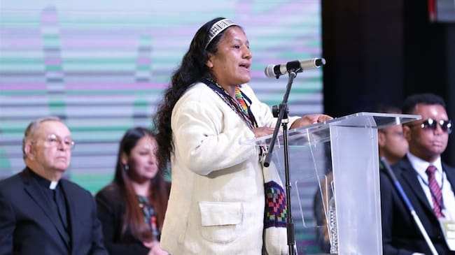 indígena Aida Marina Quilcué Vivas, consejera de la Onic. Foto: Colprensa