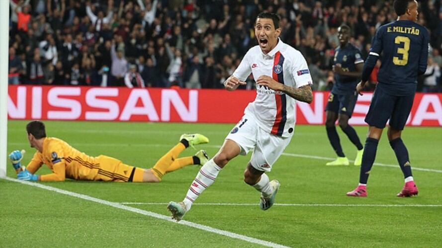 Di María da la victoria al París SG frente al Real Madrid. Foto: Getty Images