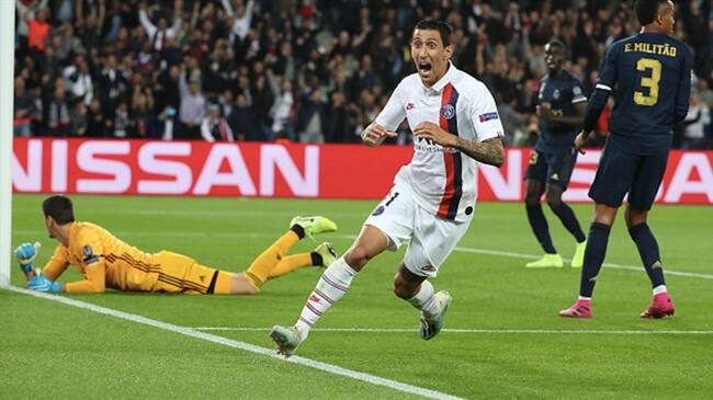 Di María da la victoria al París SG frente al Real Madrid. Foto: Getty Images