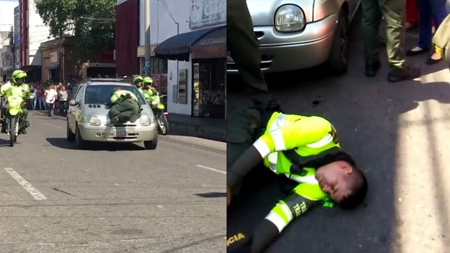 El policía sufrió heridas y fue trasladado a una clínica en la ciudad. Foto: Luis Salamanca (cortesía)