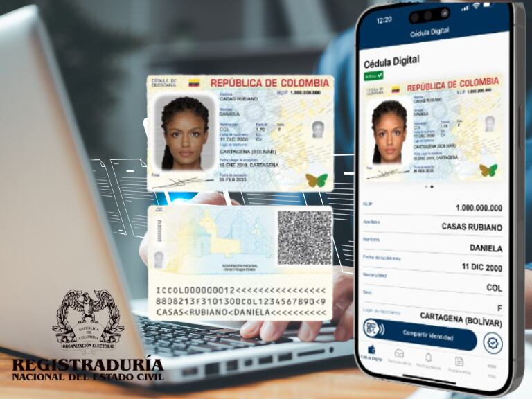 Cédula digital. Foto: Getty Images y foto de Registraduría.