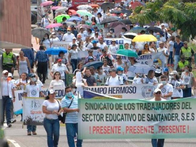 El paro de docentes también se vive en Santander. Foto:Suministrada.