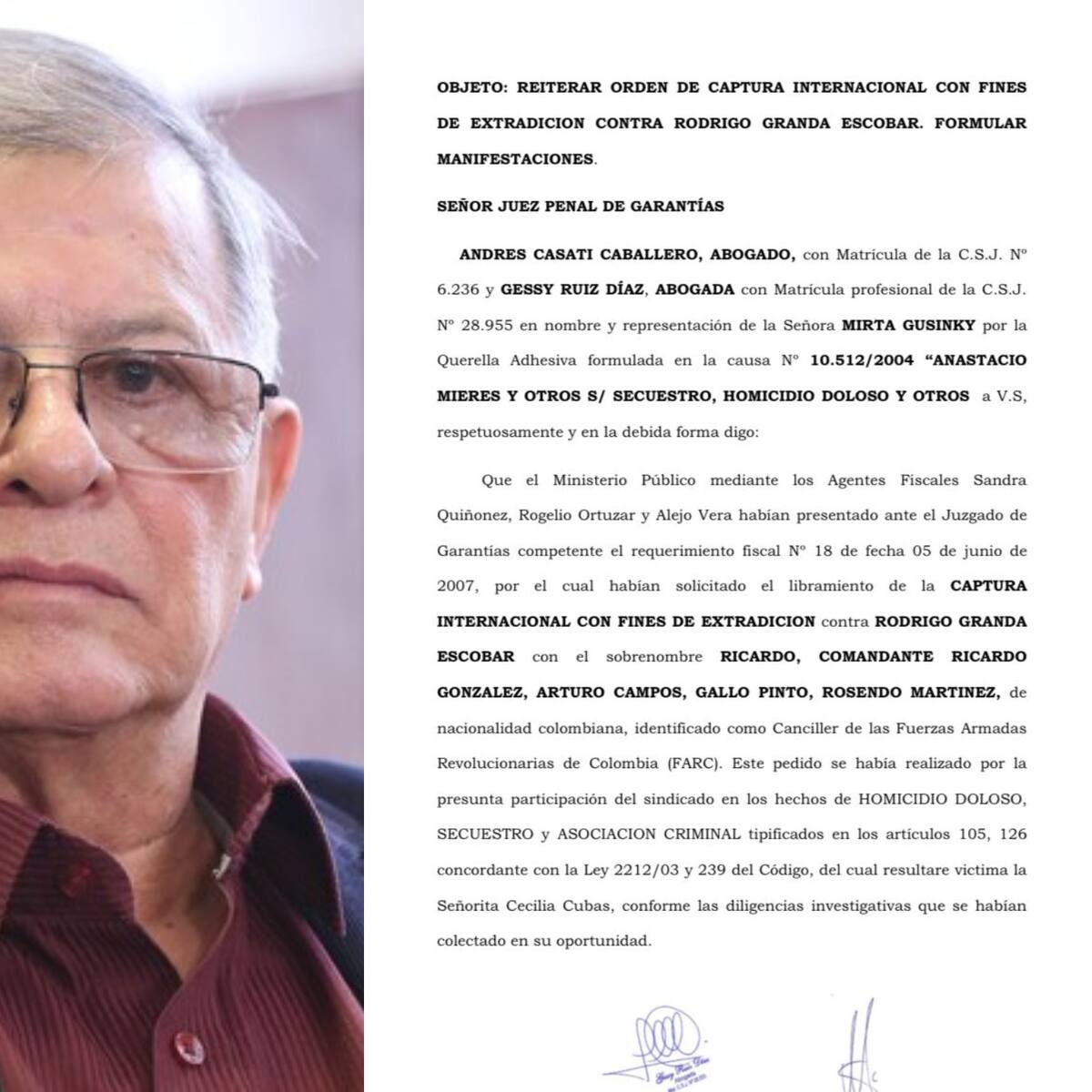 Familia Cubas pidió formalmente extradición de Rodrigo Granda a Paraguay tras fallo de JEP