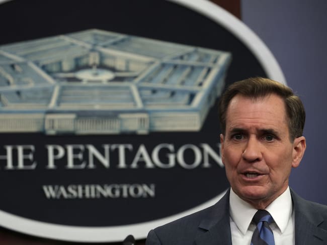 El secretario de prensa del Pentágono, John Kirby en rueda de prensa (Photo by Alex Wong/Getty Images)