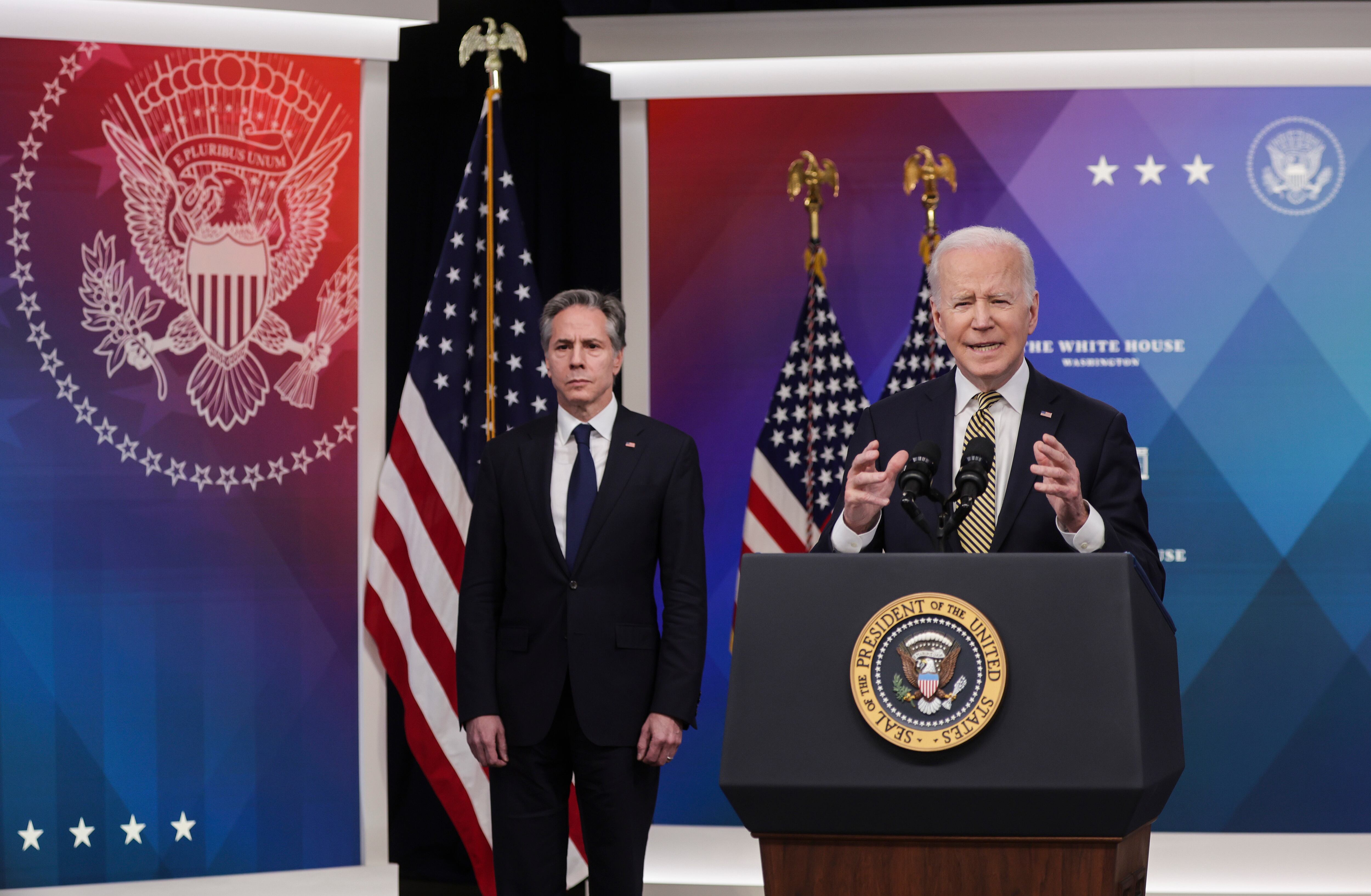 Foto de referencia de Joe Biden, presidente de Estados Unidos, junto a Antony Blinken, el secretario de Estado. (Photo by Alex Wong/Getty Images)