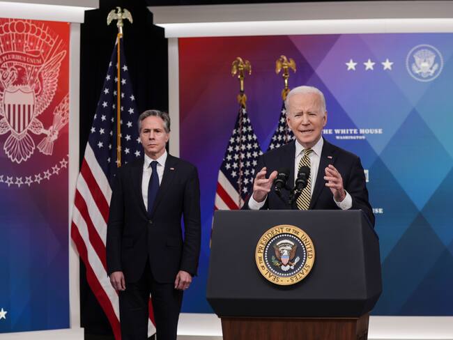 Foto de referencia de Joe Biden, presidente de Estados Unidos, junto a Antony Blinken, el secretario de Estado. (Photo by Alex Wong/Getty Images)