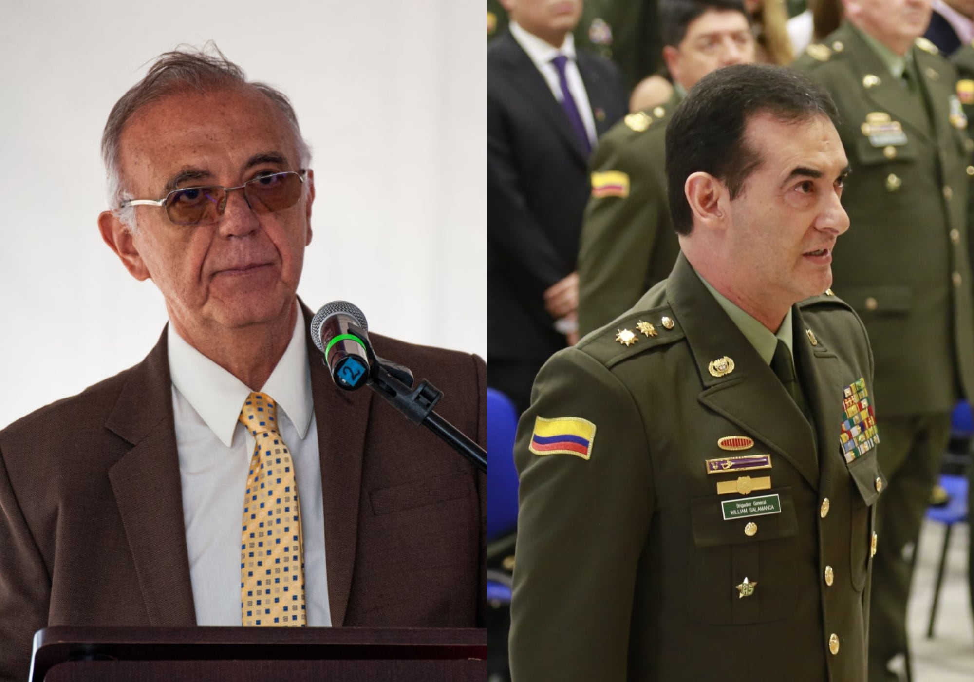 El ministro de Defensa, Iván Velásquez, y el director de la Policía, Mayor General William René Salamanca. Foto: Getty Images y suministrada.