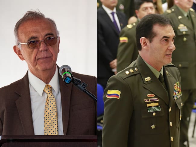 El ministro de Defensa, Iván Velásquez, y el director de la Policía, Mayor General William René Salamanca. Foto: Getty Images y suministrada.