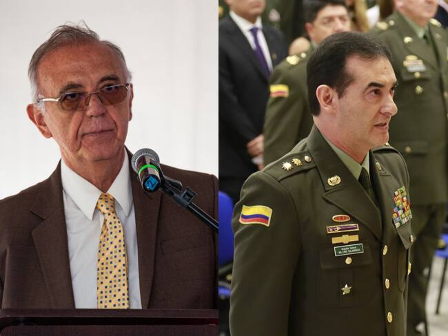 El ministro de Defensa, Iván Velásquez, y el director de la Policía, Mayor General William René Salamanca. Foto: Getty Images y suministrada.