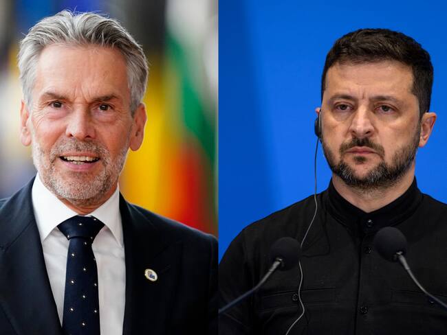 Primer ministro de Países Bajos, Dick Schoof, y Presidente de Ucrania, Volodímir Zelenski. Foto: Pier Marco Tacca/Getty Images/Antonio Masiello/Getty Images