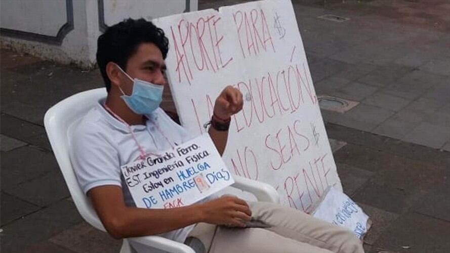 Estudiante completa 10 días en huelga de hambre en Popayán. Foto: Cortesía Javier Granda