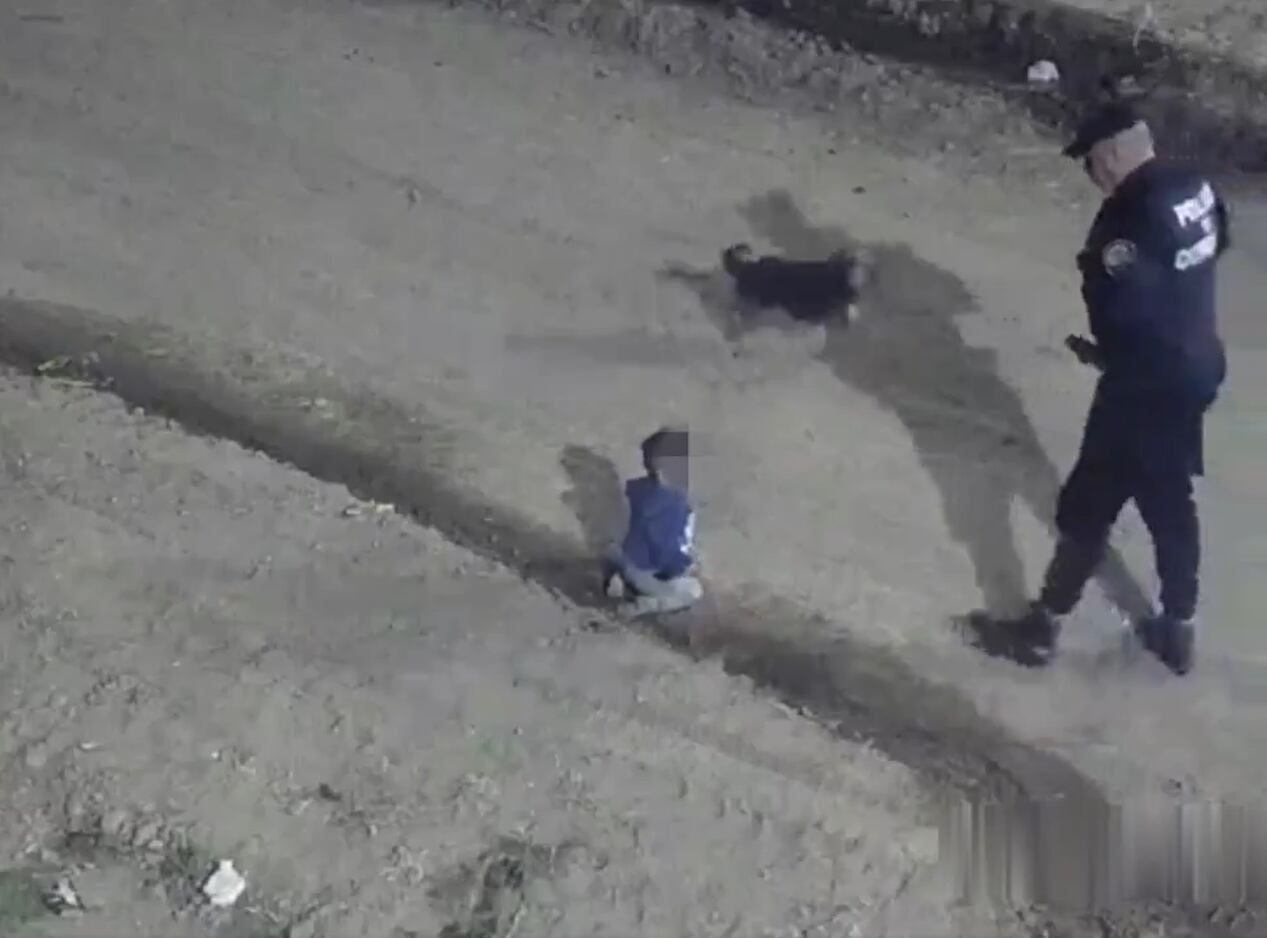 Bebé gateando solo en la calle. Foto: Policía de Córdoba (@PoliciaCbaOf en Twitter - X)
