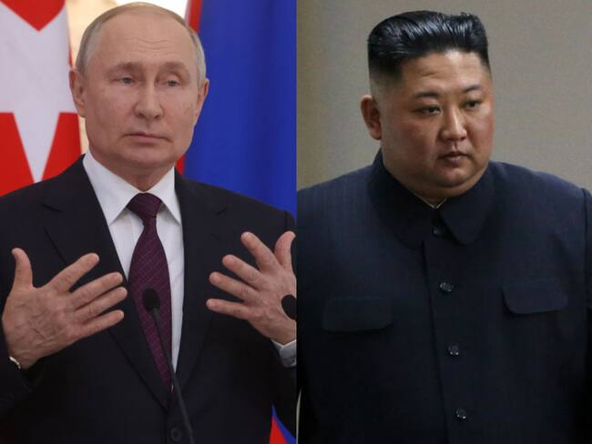Presidente de Rusia, Vladímir Putin, y el presidente de Corea del Norte, Kim Jong-un. Fotos: Getty Images.