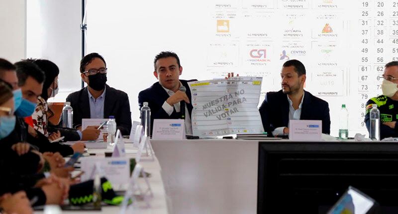 Registraduría presentó el borrador de la tarjeta electoral para comicios de 2022.Foto:Colprensa/Cortesía CNE
Colprensa