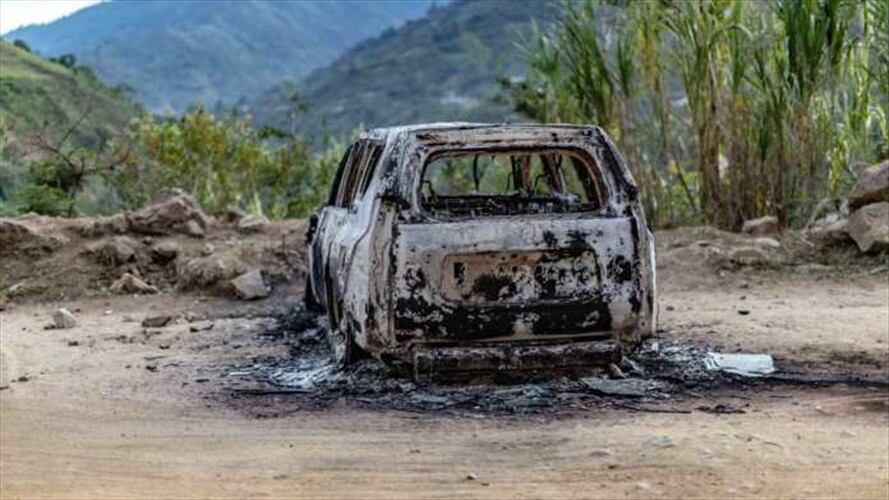 El vehículo hacía parte de la evidencia del atentado del pasado 29 de octubre en la vereda La Luz. Foto: Cric