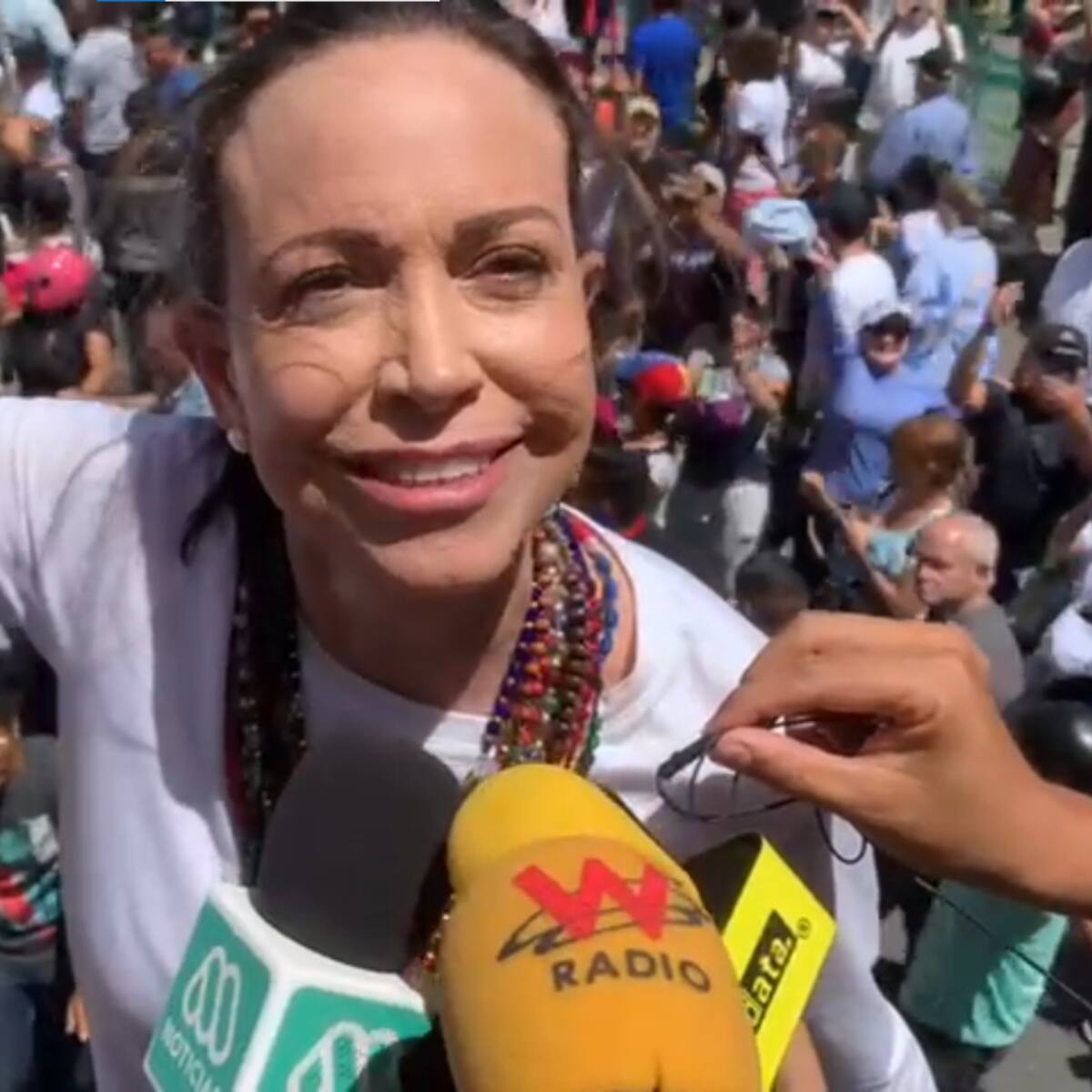 “Nosotros no dividimos el país”: María Corina Machado en protestas opositoras de Venezuela