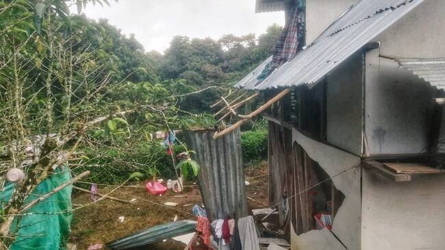 Así quedó la vivienda del resguardo Las Delicias después de la detonación. Crédito: Cric.