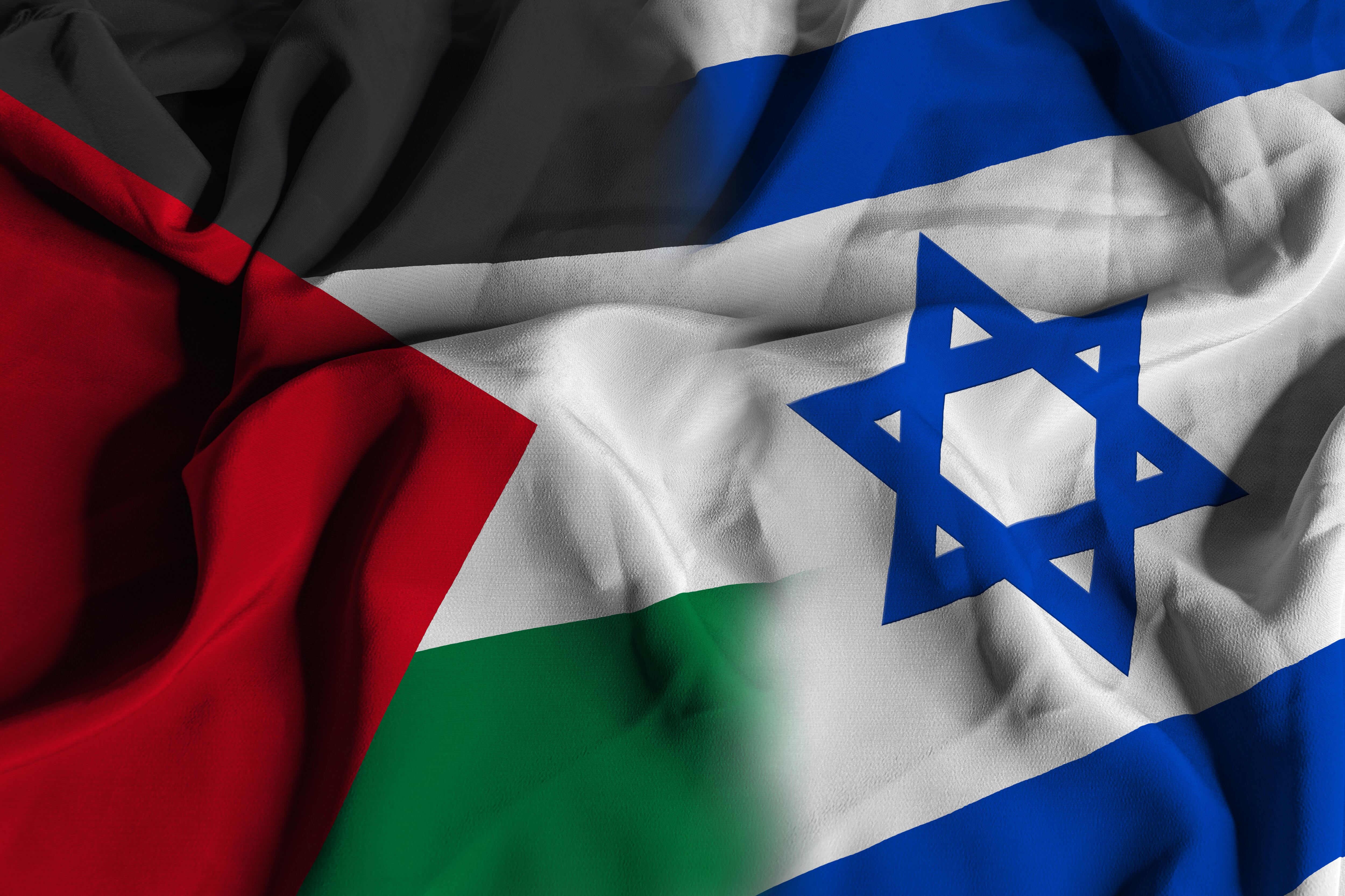 Flags of Palestine and Israel