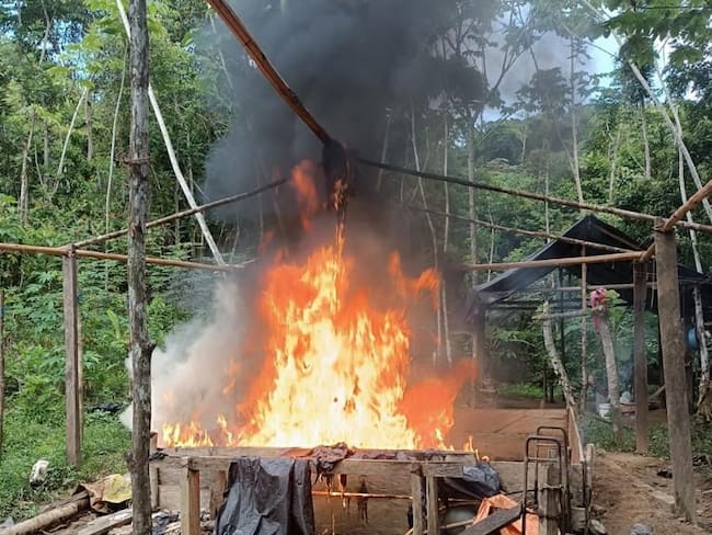 Destruyen cinco laboratorios para el procesamiento de coca en Antioquia y Córdoba. Foto: Ejército.