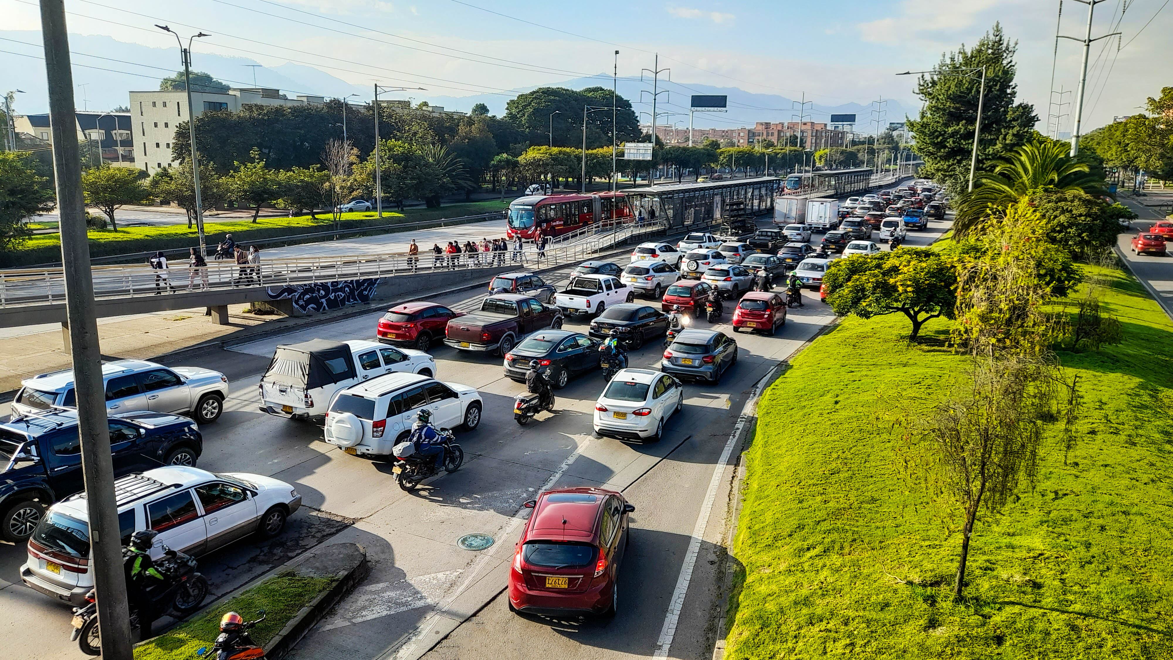 Traffic jam on the north highway in Bogota Colombia