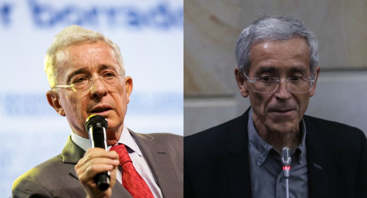Álvaro Uribe y padre de Roux. Foto: Colprensa.