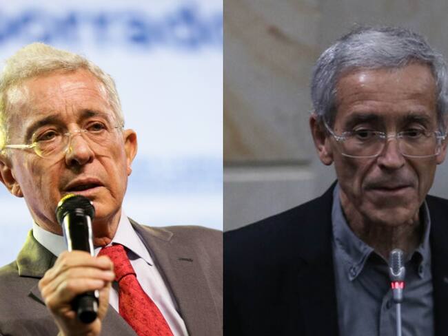 Álvaro Uribe y padre de Roux. Foto: Colprensa.