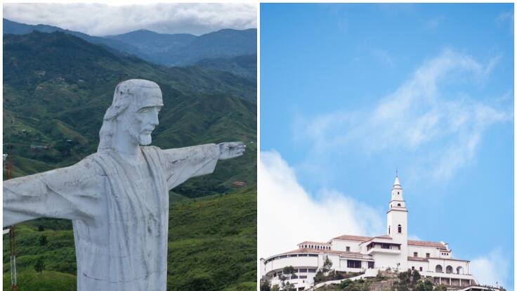 A la izquierda, monumento Cristo Rey, Cali. A la derecha, iglesia del cerro de Monserrate, Bogotá (GettyImages)