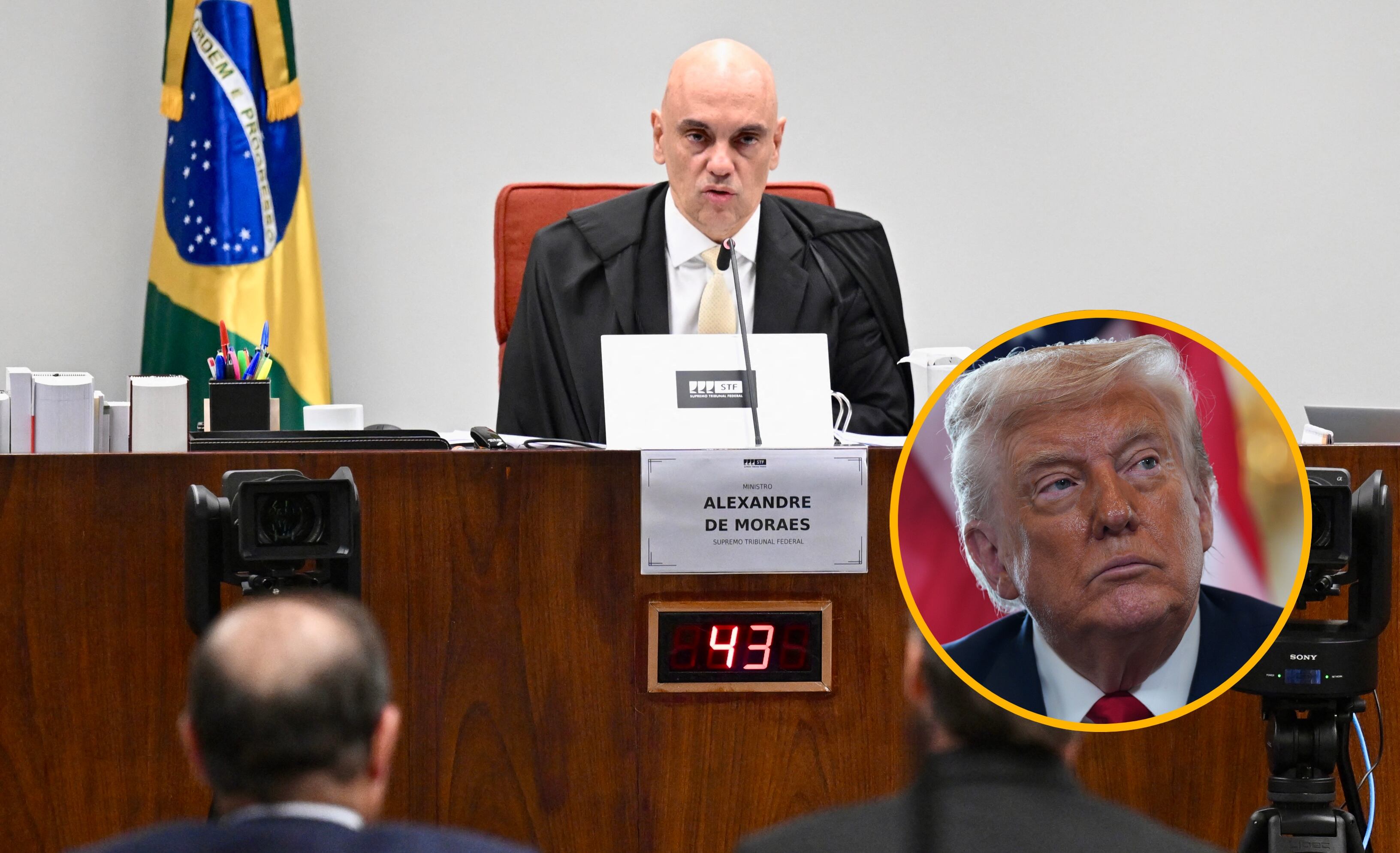 Alexandre de Moraes y Donald Trump. Foto: EVARISTO SA/AFP/ Christopher Furlong/Getty Images.