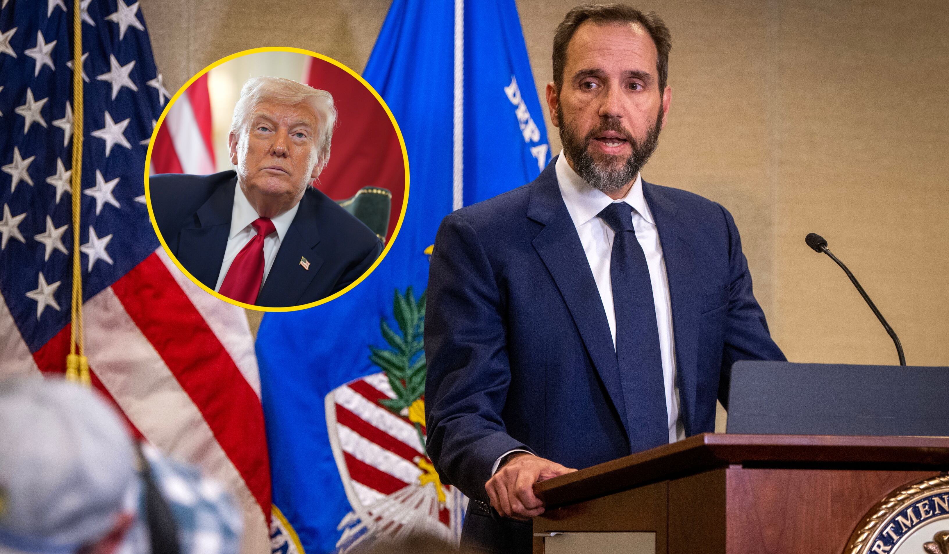 Fiscal Jack Smith y presidente Donald Trump. Christopher Furlong/Getty Images/ Bill O'Leary/The Washington Post.