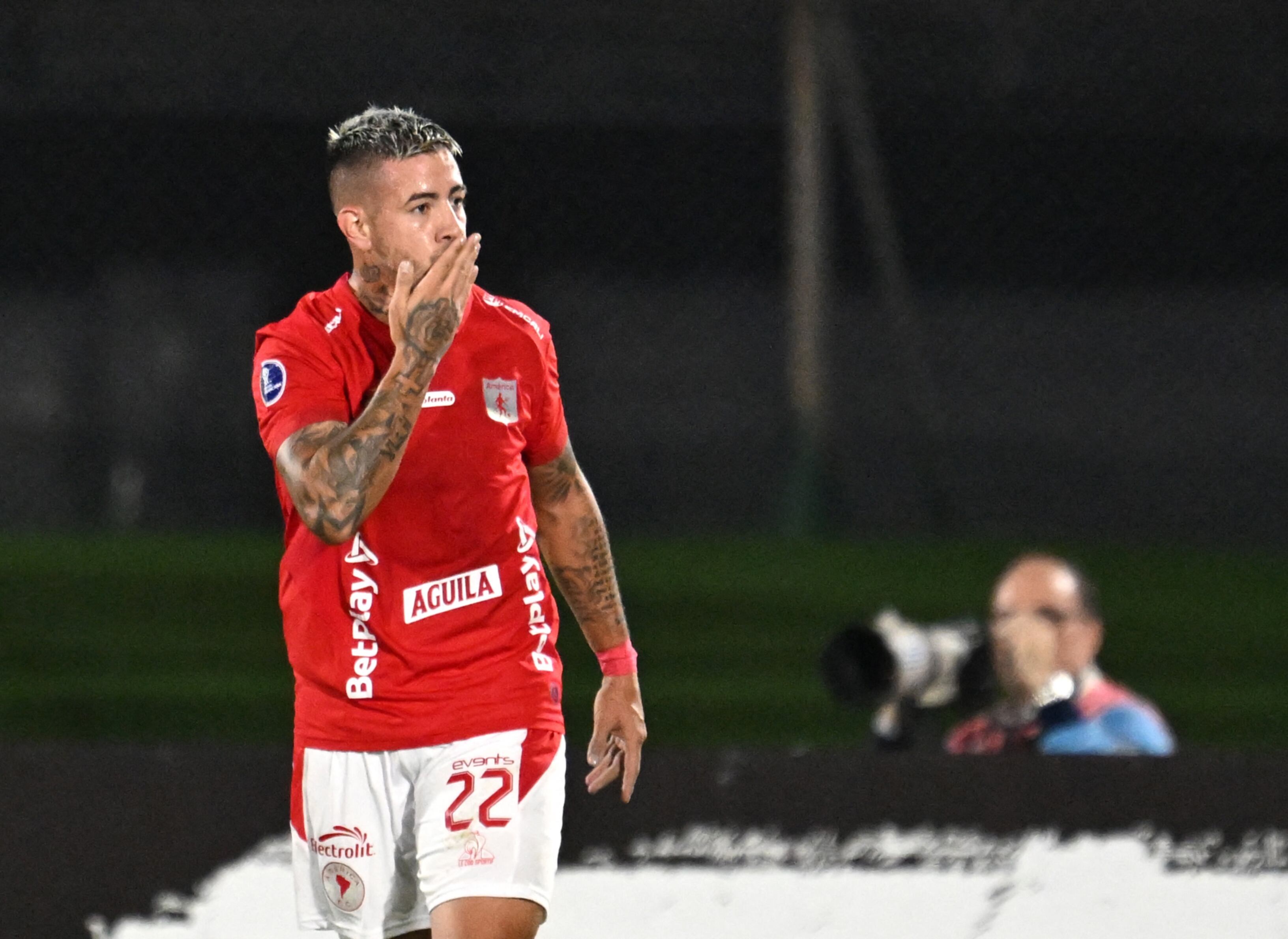Delantero argentino del América de Cali, Rodrigo Holgado. FOTO:EITAN ABRAMOVICH/AFP /Getty Images