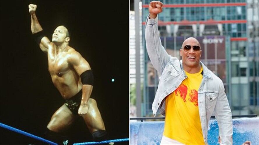 Puede que Dwayne Johnson haya dejado de ser "·La Roca" pero mantiene las mismas poses.. Foto: BBC Mundo