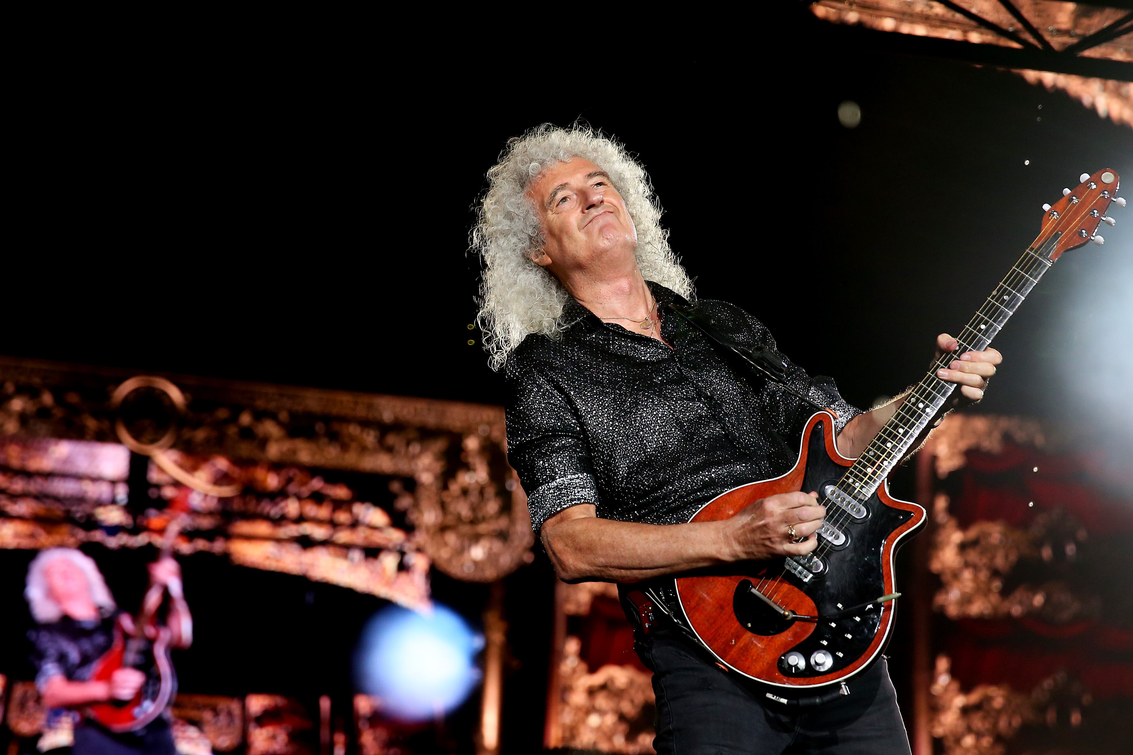 SYDNEY, AUSTRALIA - FEBRUARY 15: Brian May of Queen performs at ANZ Stadium on February 15, 2020 in Sydney, Australia. (Photo by Don Arnold/WireImage)