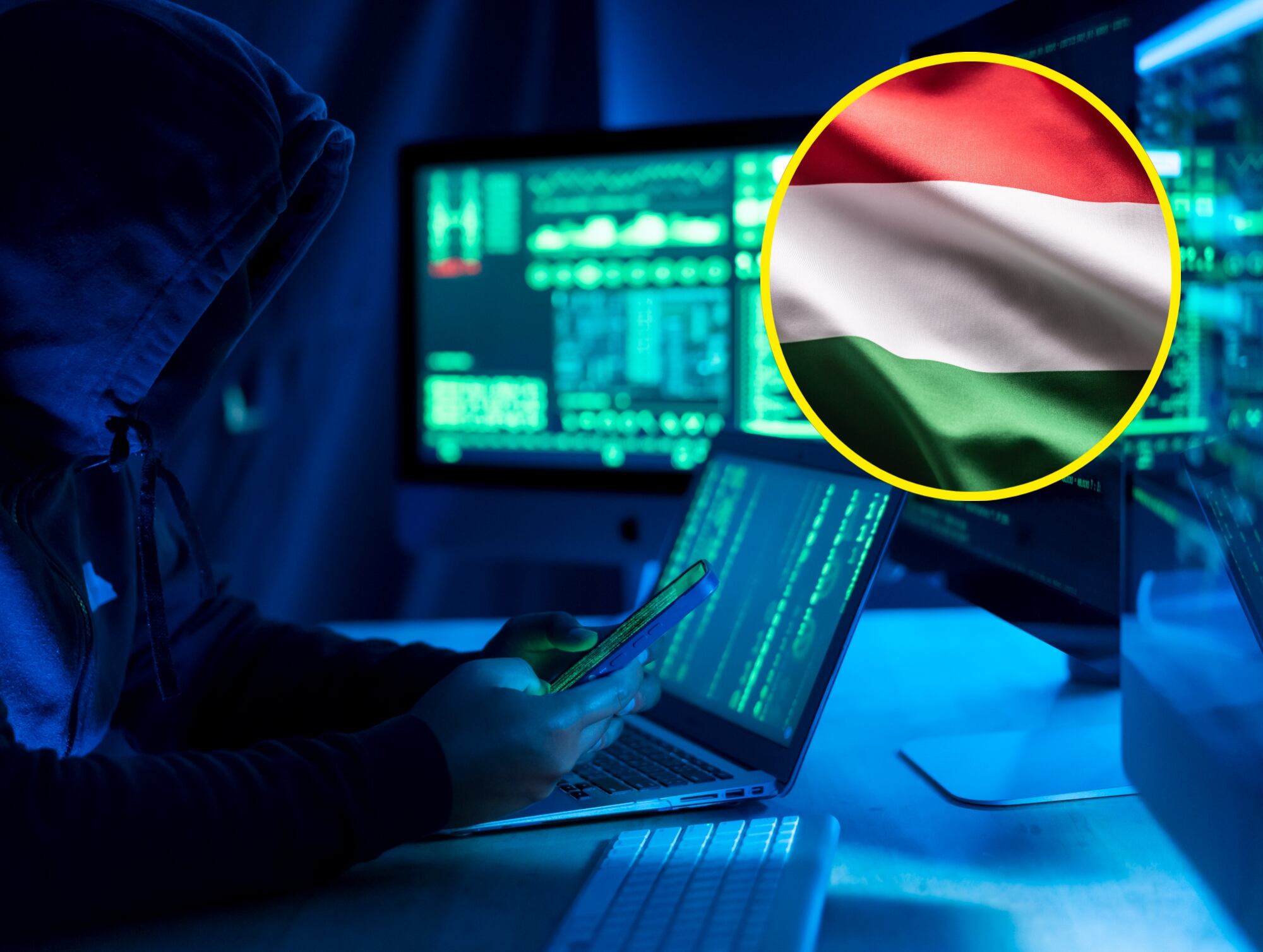 Imagen de referencia de hackers y bandera de Hungría. I Foto: Getty Images.