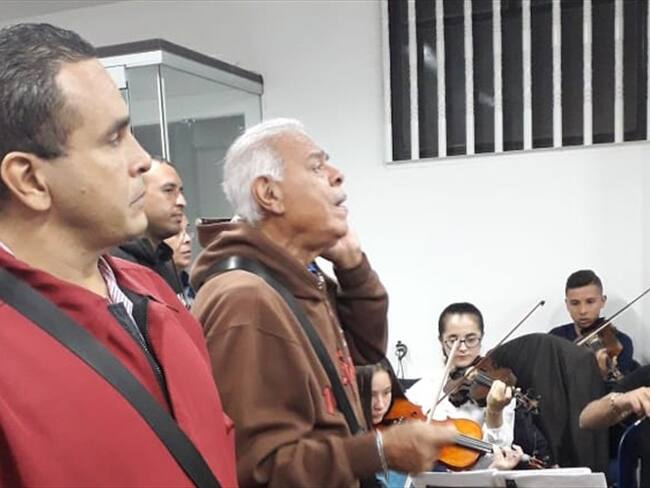 Ensayo previo al concierto benéfico de los interpretes de la Billos Caracas Boys y los integrantes de la Sinfónica Bicentenaria de Boyacá.. Foto: Suministrada