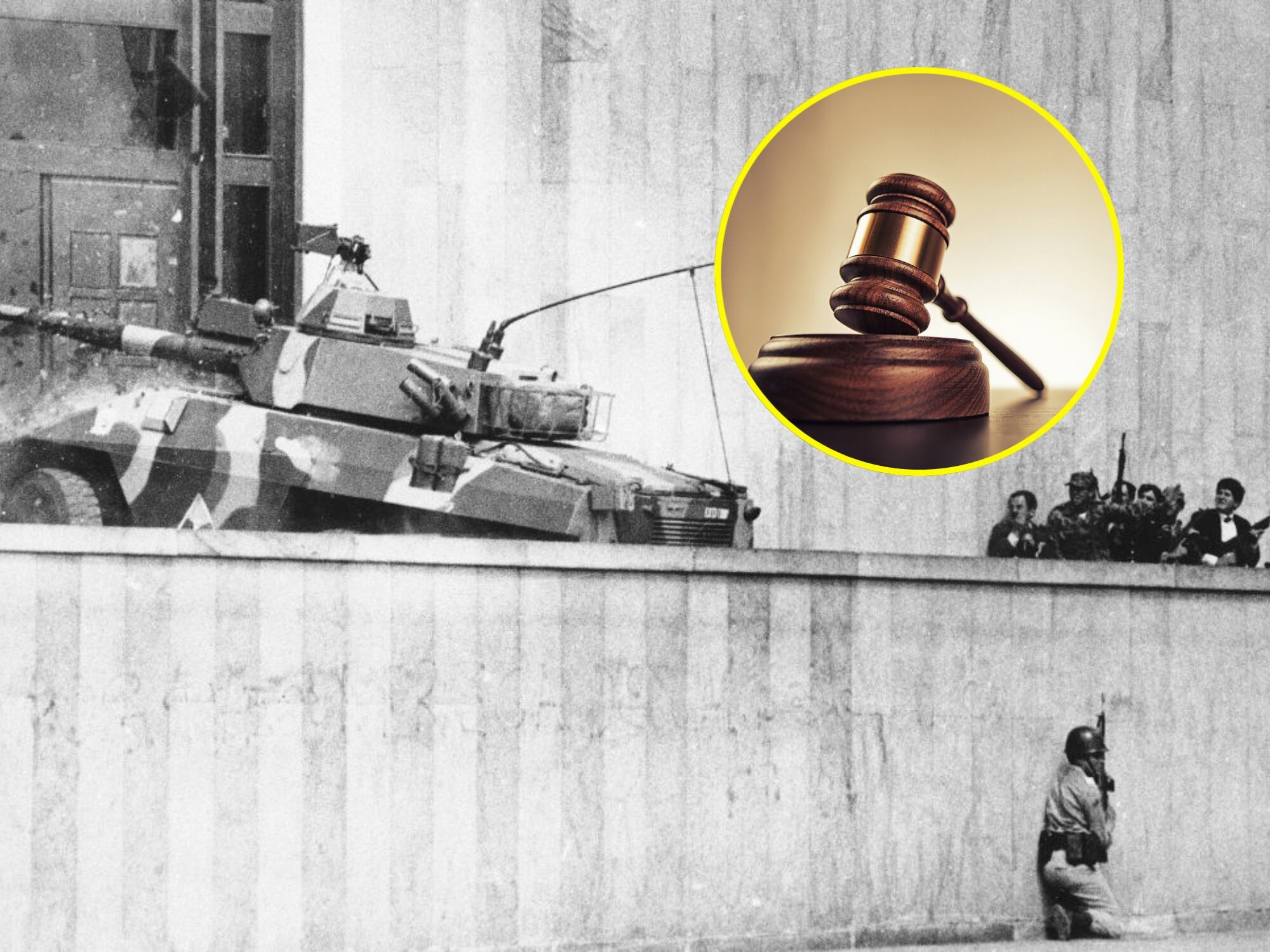 Holocausto del Palacio de Justicia e imagen de referencia. Foto: Colprensa / Getty Images