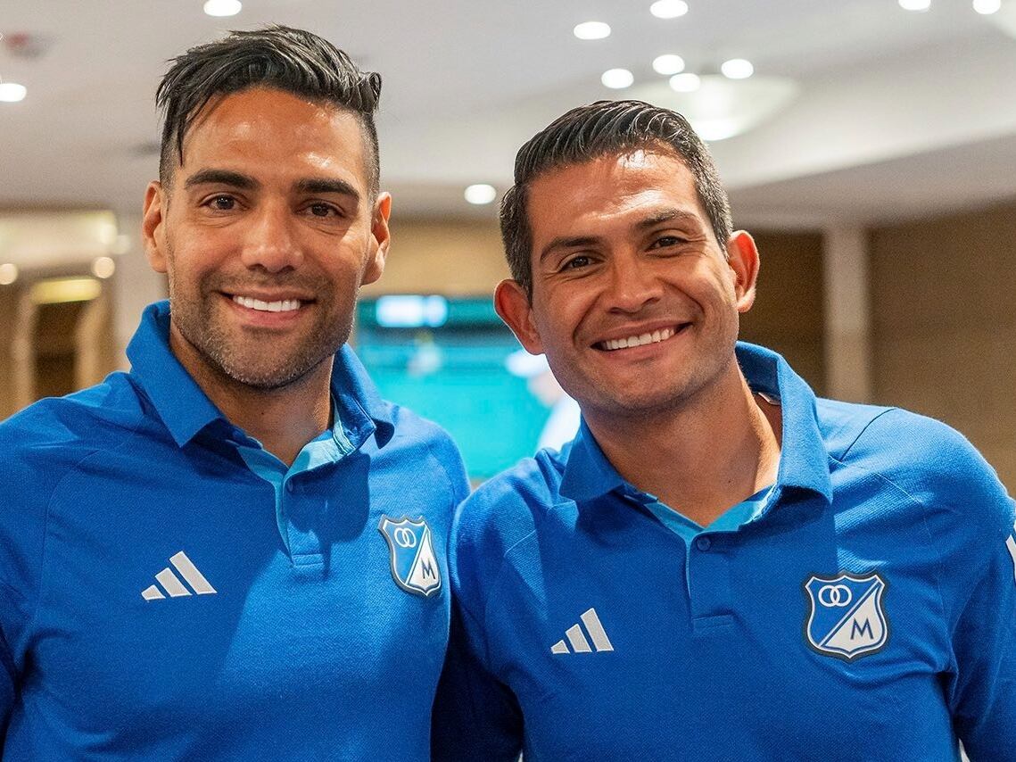 Falcao y David Mackalister Silva en Millonarios FC. Tomado de X: MillosFCoficial