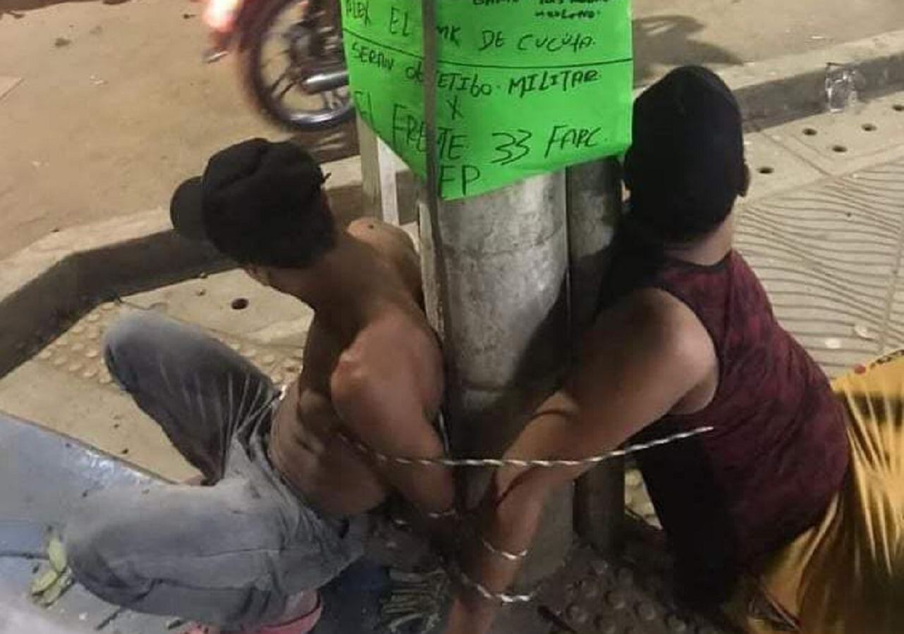 Disidencia de las Farc amarró a un poste a dos hombres en el municipio de Tibú