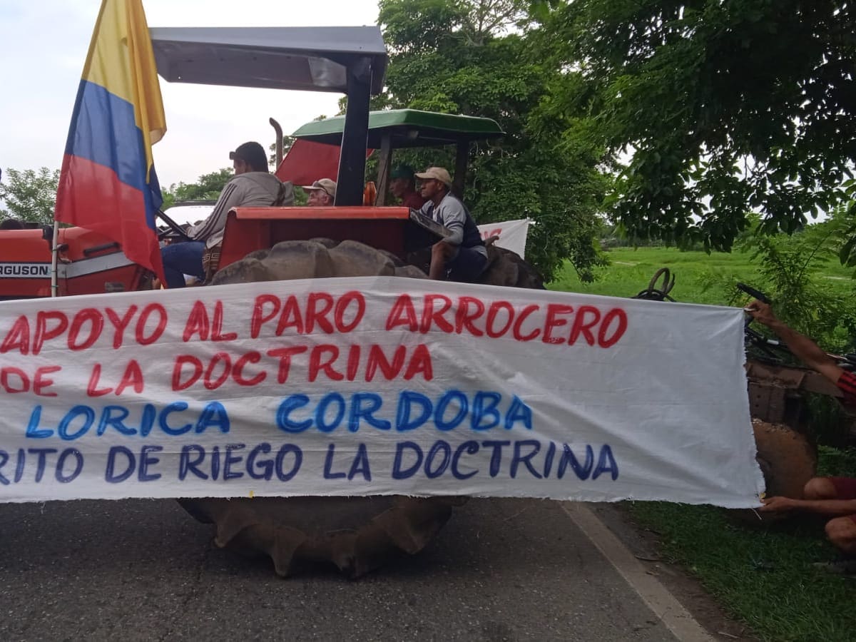 Paro arrocero en Córdoba: dos vías del departamento se encuentran bloqueadas este 14 julio